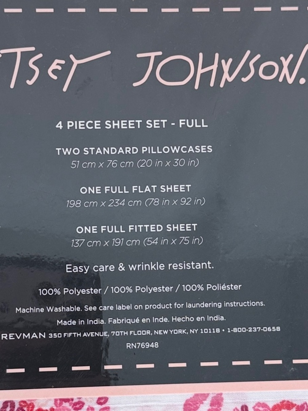 Betsey Johnson Full Sheet Set Lipstick Kiss Hearts Pink Bedding 4 Piece - Picture 4 of 6